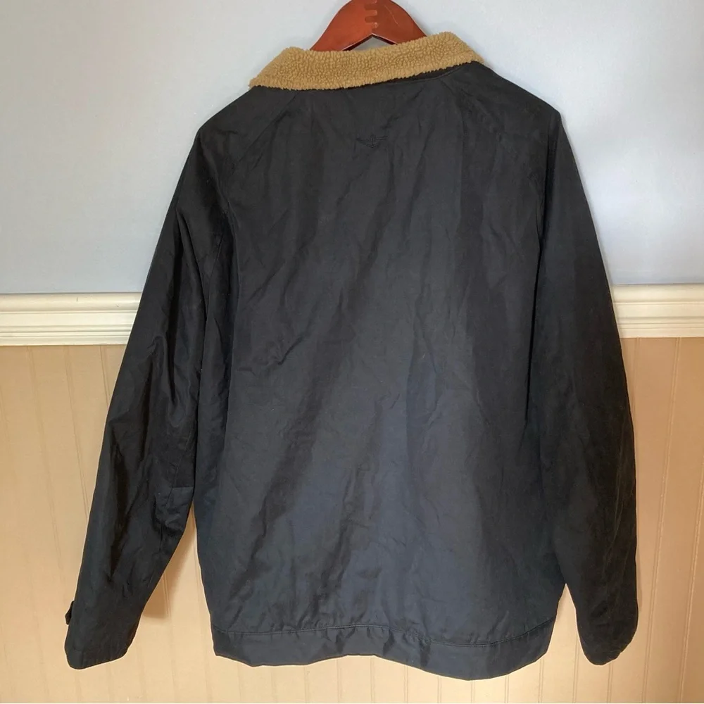 Dockers Barn Jacket Chore Coat Field Coat Men’s XL Sherpa-lined Collar Black Tan - Picture 2 of 15